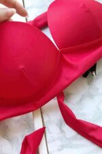 Kırmızı Yüksek Bel Desteksiz Bikini Takımı MS4205