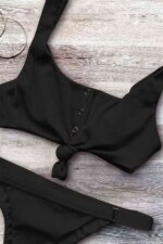 Siyah Çıtçıtlı Desteksiz Bikini Takımı MS4212
