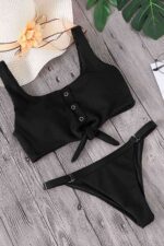 Siyah Çıtçıtlı Desteksiz Bikini Takımı MS4212