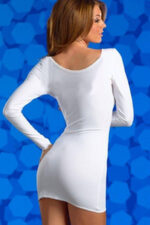 Beyaz Fantezi Seksi Göğüs Dekolteli Mini Elbise TP060897