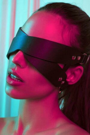 Siyah Fantezi Seksi El Yapımı Suni Deri Göz Bandı Maske APFT476