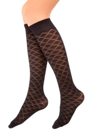 Siyah Desenli İnce Dizaltı Kadın Çorabı 3000089