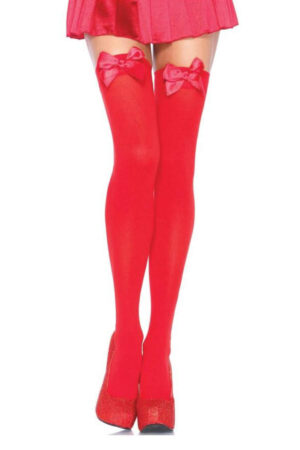 Kırmızı Fantezi Seksi Fiyonk Detaylı Jartiyer Çorabı TM1211