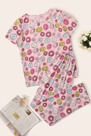 Çok Renkli Desenli Alt Üst Pijama Takımı MS4068